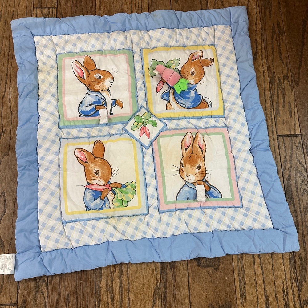 Beatrix Potter Peter Rabbit Baby Tummy Time Blanket Comforter Vtg Fredrick Warne